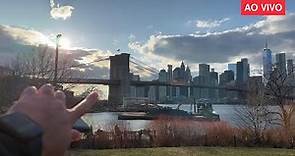 🔴 Nova York ao vivo | Passeio pelo Brooklyn e travessia da ponte no pôr do sol