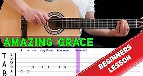 AMAZING GRACE | Easy guitar melody lesson for beginners (with tabs)