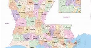 Louisiana County Zip Codes Map