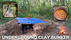 Solo 6 Day Overnight Building a Clay Bunker in the Rain and Chili Mac