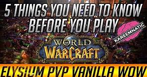 5 Things You Need To Know Before Playing Elysium PVP Vanilla WoW (World of Warcraft)