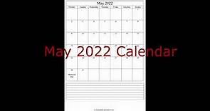 May 2022 Printable Calendar with holidays