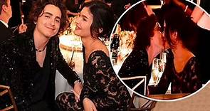 Timothee Chalamet is seen kissing girlfriend Kylie Jenner as he brings her to Golden Globes Awards