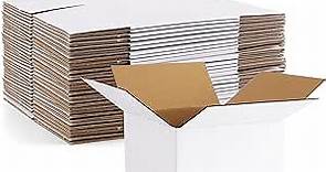 Eupako 5x5x5" Cardboard Box Mailers 25 Pack White Cube Corrugated Small Shipping Boxes for Mailing