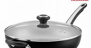 Farberware 12-Inch High Performance Nonstick Covered Deep Frying Pan, Fry Pan, Skillet, Black
