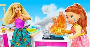 I bambini di Barbie a casa da soli! Giochi con le bambole Barbie. Video per bambini