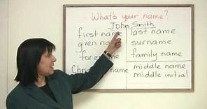 English Vocabulary - First name? Given name? Forename? What's your name?