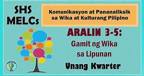 Aralin 3-5: Gamit ng Wika sa Lipunan SHS Grade 11 MELCs