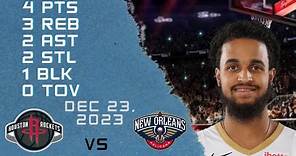 Jeremiah Robinson-Earl player Highlights PELICANS vs ROCKETS NBA Regular season game 23-12-2023