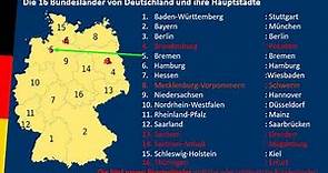 Die 16 Bundesländer von Deutschland und ihre Hauptstädte