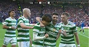 Kyogo Furuhashi scores opening goal for Celtic v Rangers in Viaplay Cup final