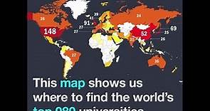 This map shows us where to find the world's top 980 universities