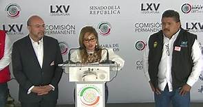 Conferencia de prensa de la senadora Lucía Meza Guzmán, del Grupo Parlamentario de Morena.