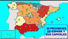 Mapa de ESPAÑA con sus 50 PROVINCIAS y CAPITALES. #españa #provincias