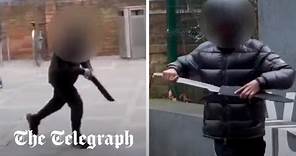 Youths brandishing machetes caught in shocking video footage in Nottingham