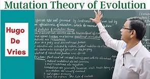 Mutation Theory of Evolution by Hugo De Vries