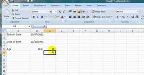 How to Calculate Age in Excel from a Date of Birth