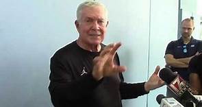 UNC football Mack Brown first practice interview