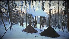 Winterbiwak bei -20 Grad / Mit Lavvu & Zeltofen im Schnee / Bushcraft Abenteuer
