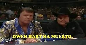 Jim Ross anuncia la muerte de Owen Hart. (Subtitulado en Español.)