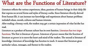What are the Function of Literature? | Urdu and Hindi | Notes | Crash Course | 20 Functions |