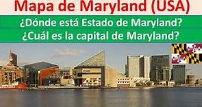 Mapa de Maryland Estados Unidos. Capital de Maryland. Donde esta Maryland. Maryland map