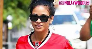 Cassie Ventura Rocks A Chicago Blackhawks Hockey Jersey To Lunch With A Friend At Urth Caffe In WeHo
