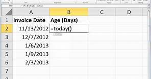 Excel - TODAY Function