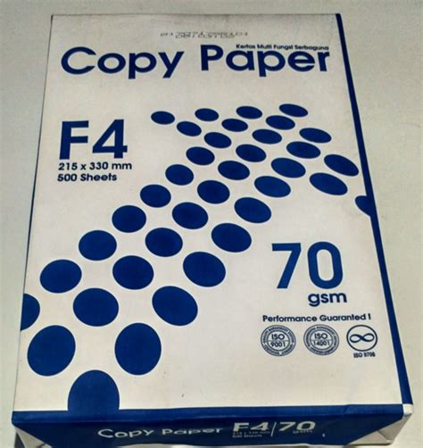 kepadatan kertas F4
