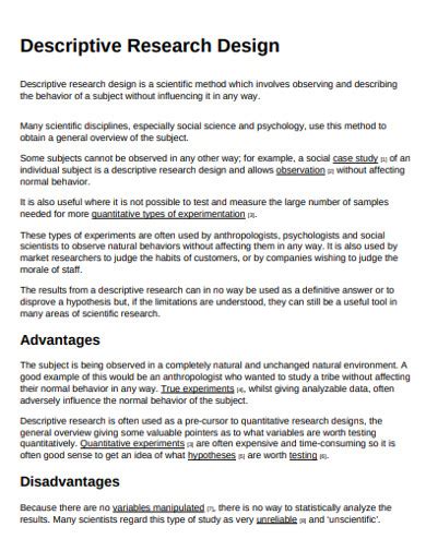 1 example of descriptive design
