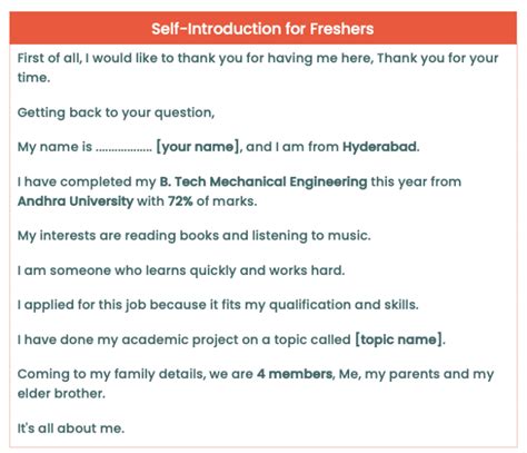 1 minute self introduction sample for interview