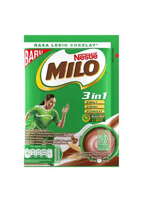 1 sachet susu milo berapa kalori