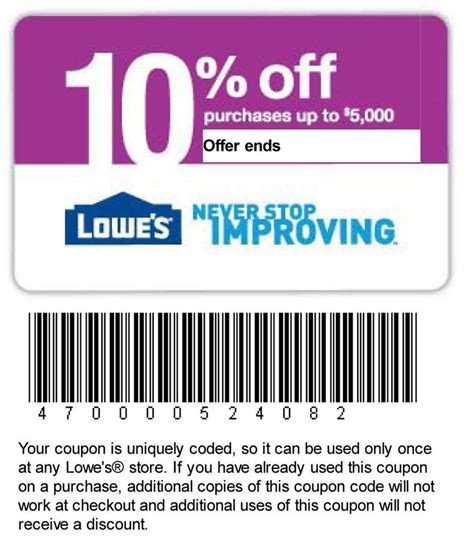 10 Printable Coupon At Lowes