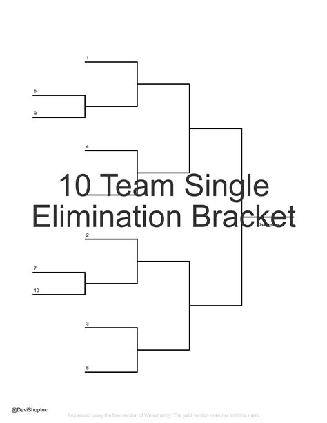 10 Team Tournament Bracket Template
