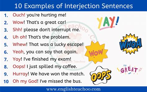10 examples for interjection in sentence