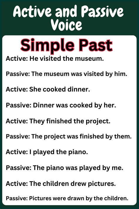 10 examples of active and passive voice in past tense