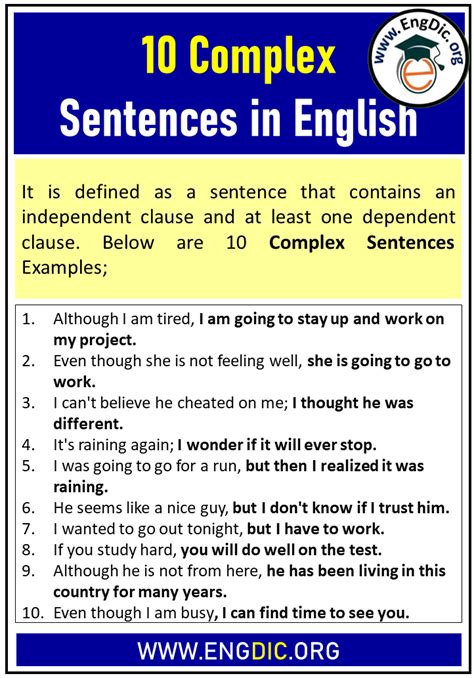 10 examples of complex sentences with answers pdf