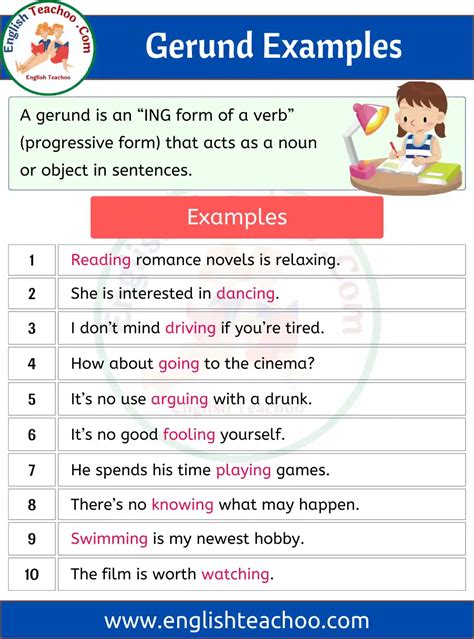 10 examples of gerund sentences with answers pdf