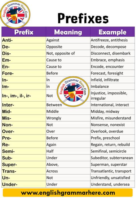 10 examples of prefixes in