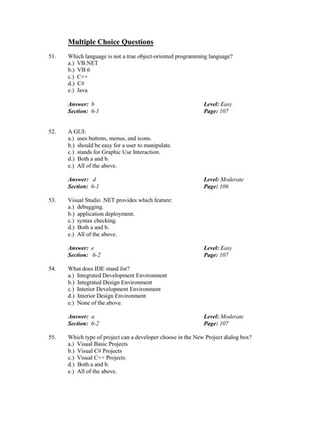 10 multiple choice questions with answers in english