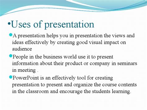 10 uses of presentation package