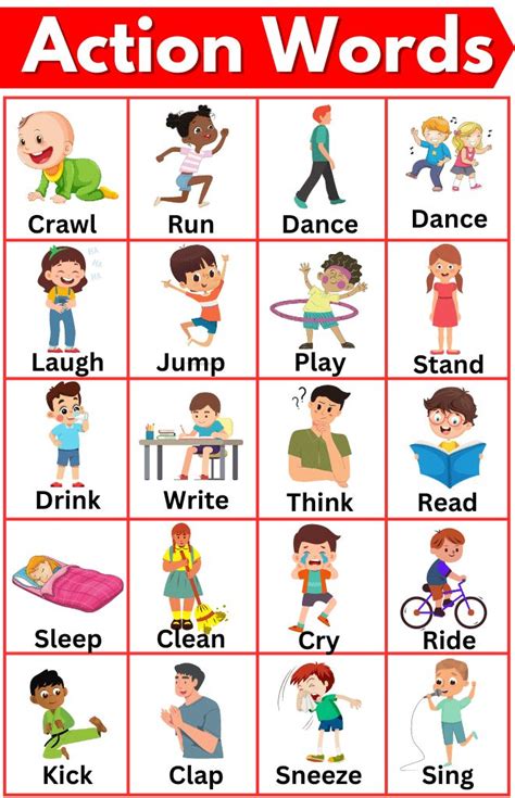 100 action words for class 1