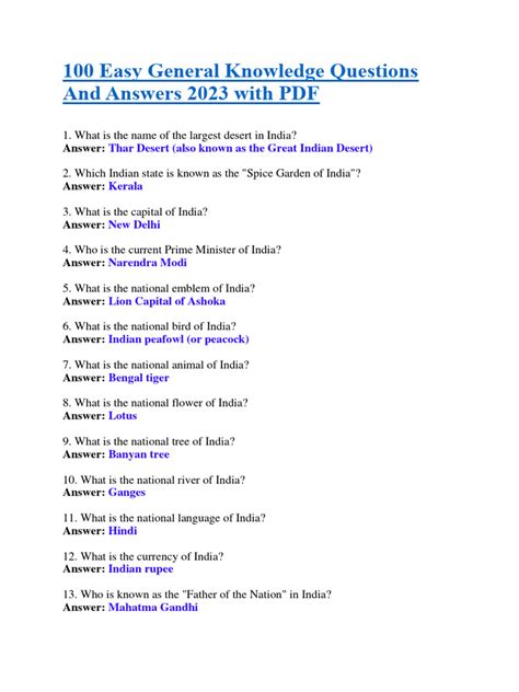 100 easy general knowledge questions and answers in malayalam pdf in english