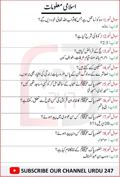 100 easy general knowledge questions and answers in urdu