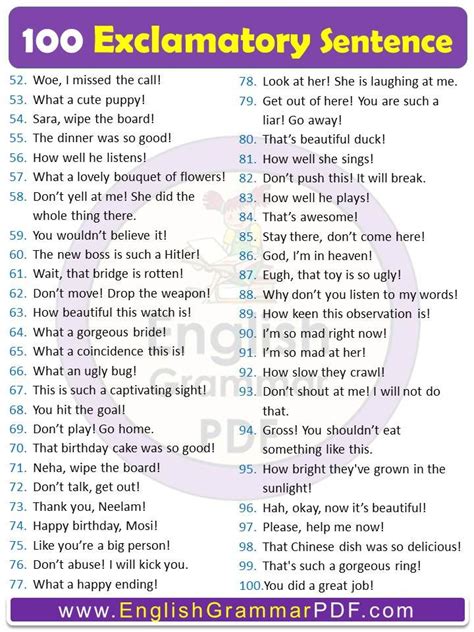100 examples of exclamatory sentences with answers pdf