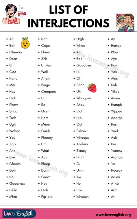 100 examples of interjection with answers