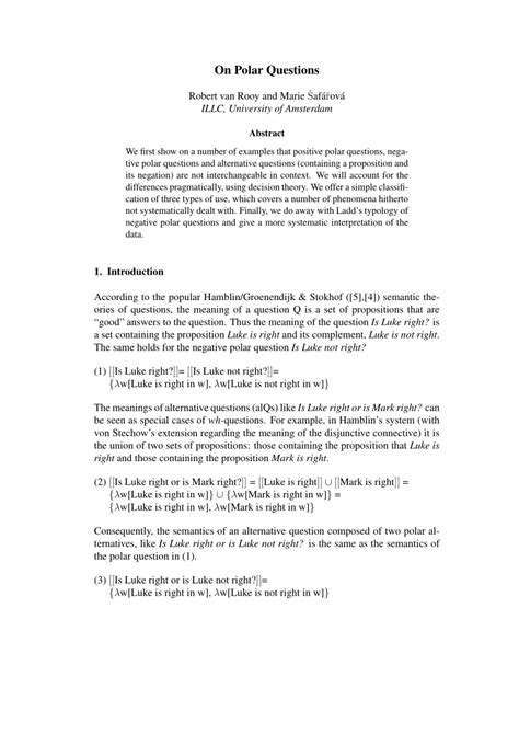 100 examples of polar questions