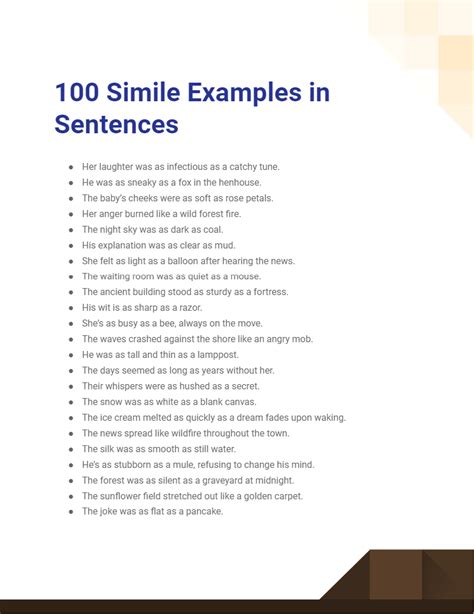 100 examples of similes with sentences pdf