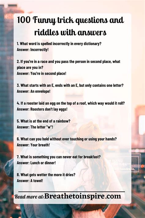 100 funny tricky questions with answers