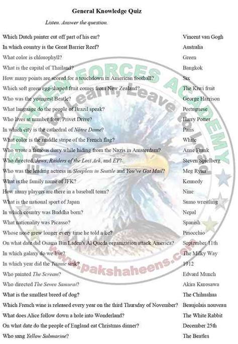 100 general knowledge questions and answers 2024 pdf